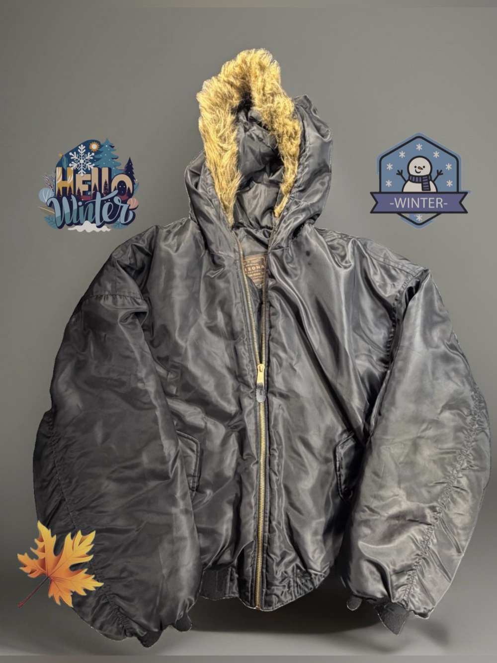 Arizona Jean Co Bomber Jacket Womens XXL Black Puffer Faux Fur Hood Flight Pro